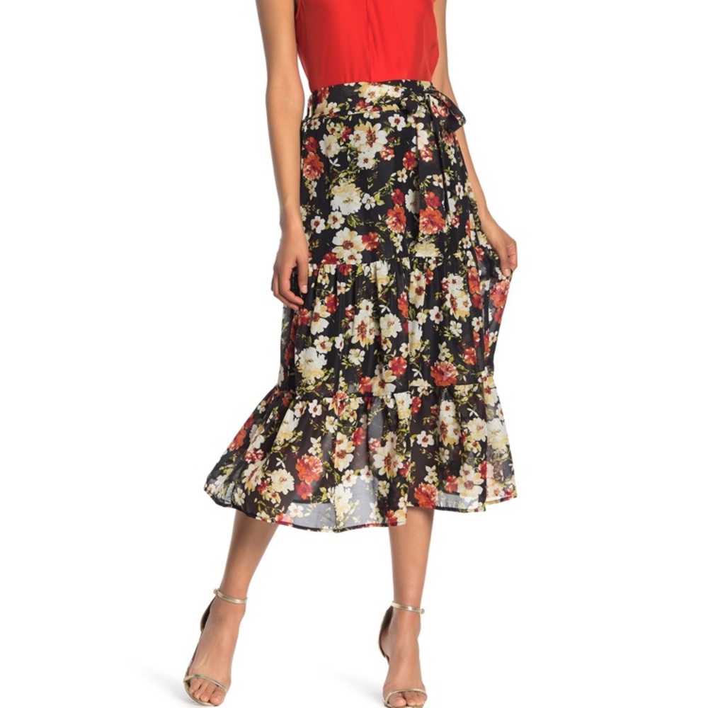 Floral Tiered Midi Skirt